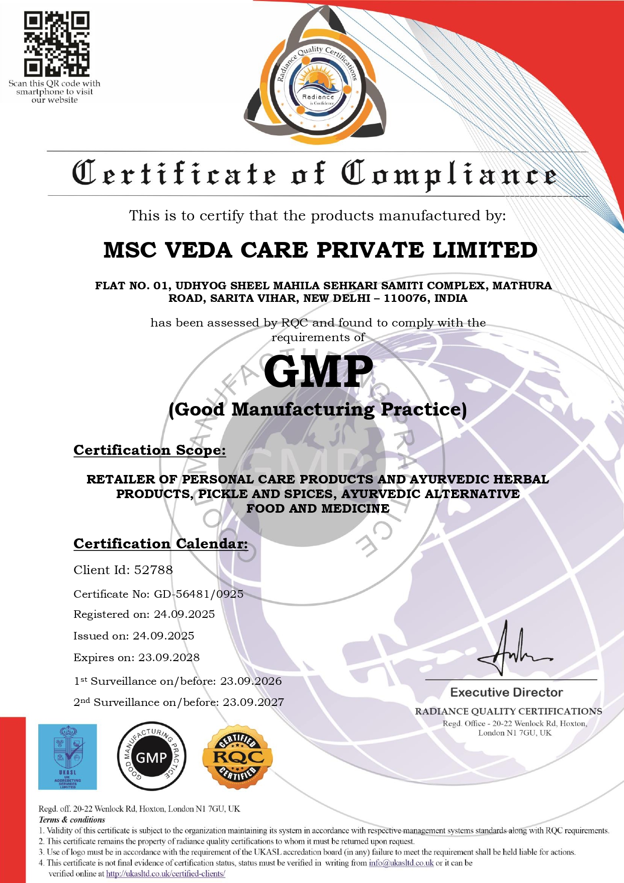 GMP CERTIFICATE