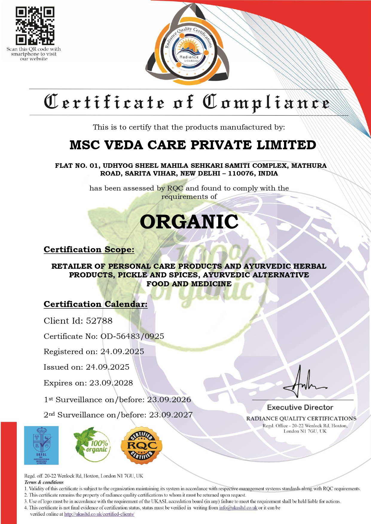 ORGANIC CERTIFICATE